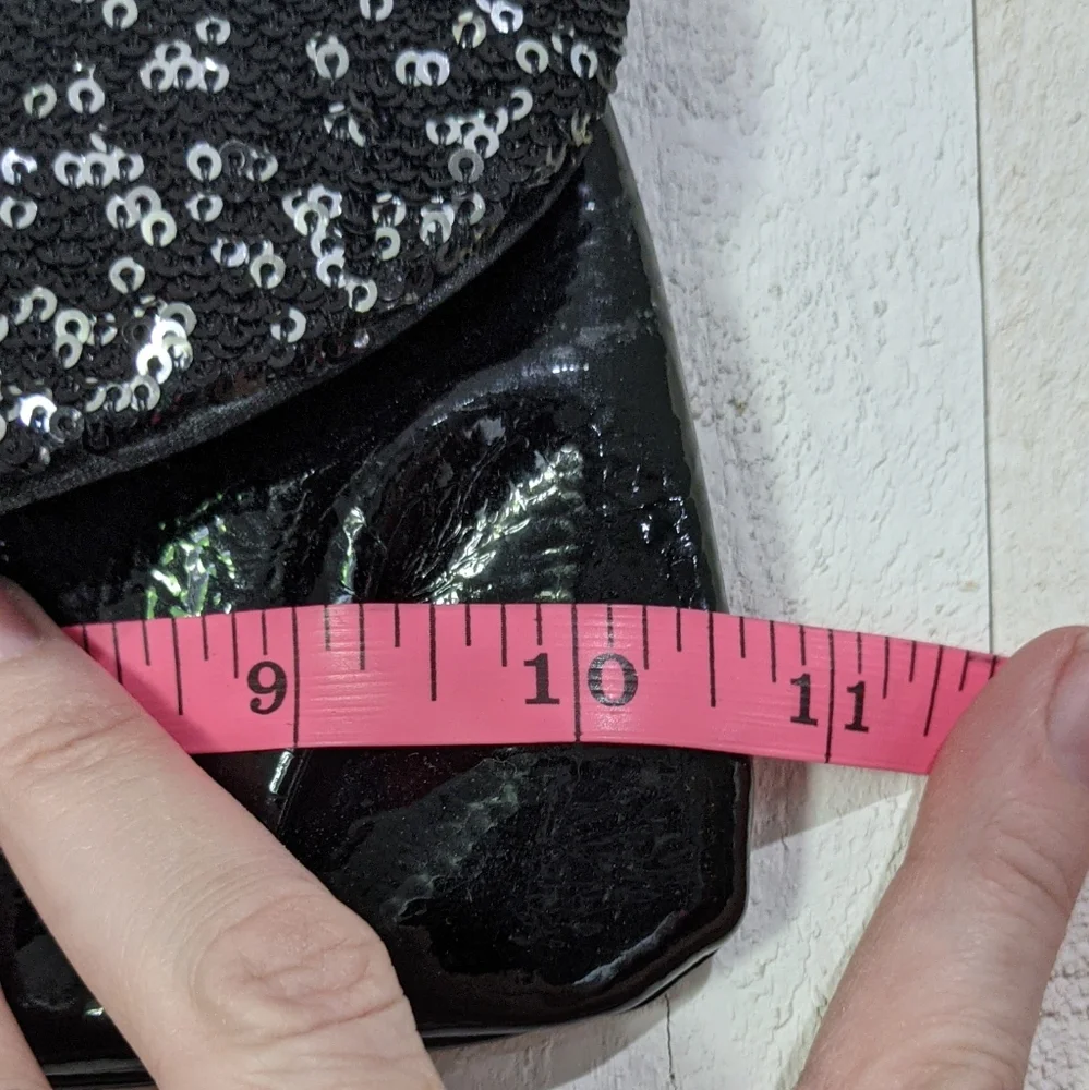 DownEast Black Sequined Clutch With Chain Strap